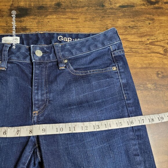 GAP Jeans 28 S Long & Lean Flare Mid Rise Dark Wash Stretch Denim Western - Picture 9 of 14